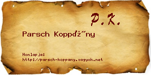 Parsch Koppány névjegykártya